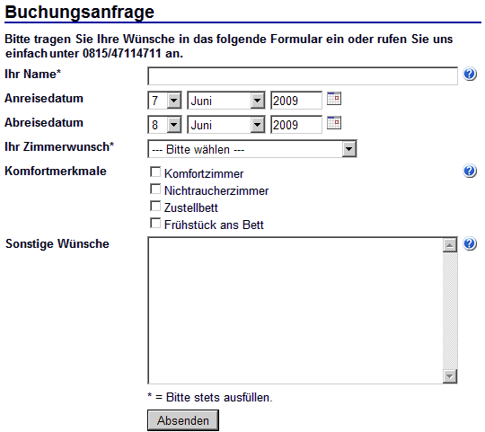 Ergebnis der Formulardefinition